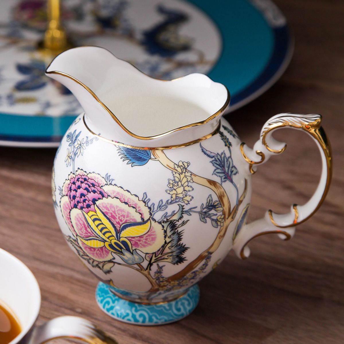 Turquoise Bone China Modern Coffee & Tea Set Gift Box – 4 Cups, 1 Teapot, Sugar Pot & Creamer