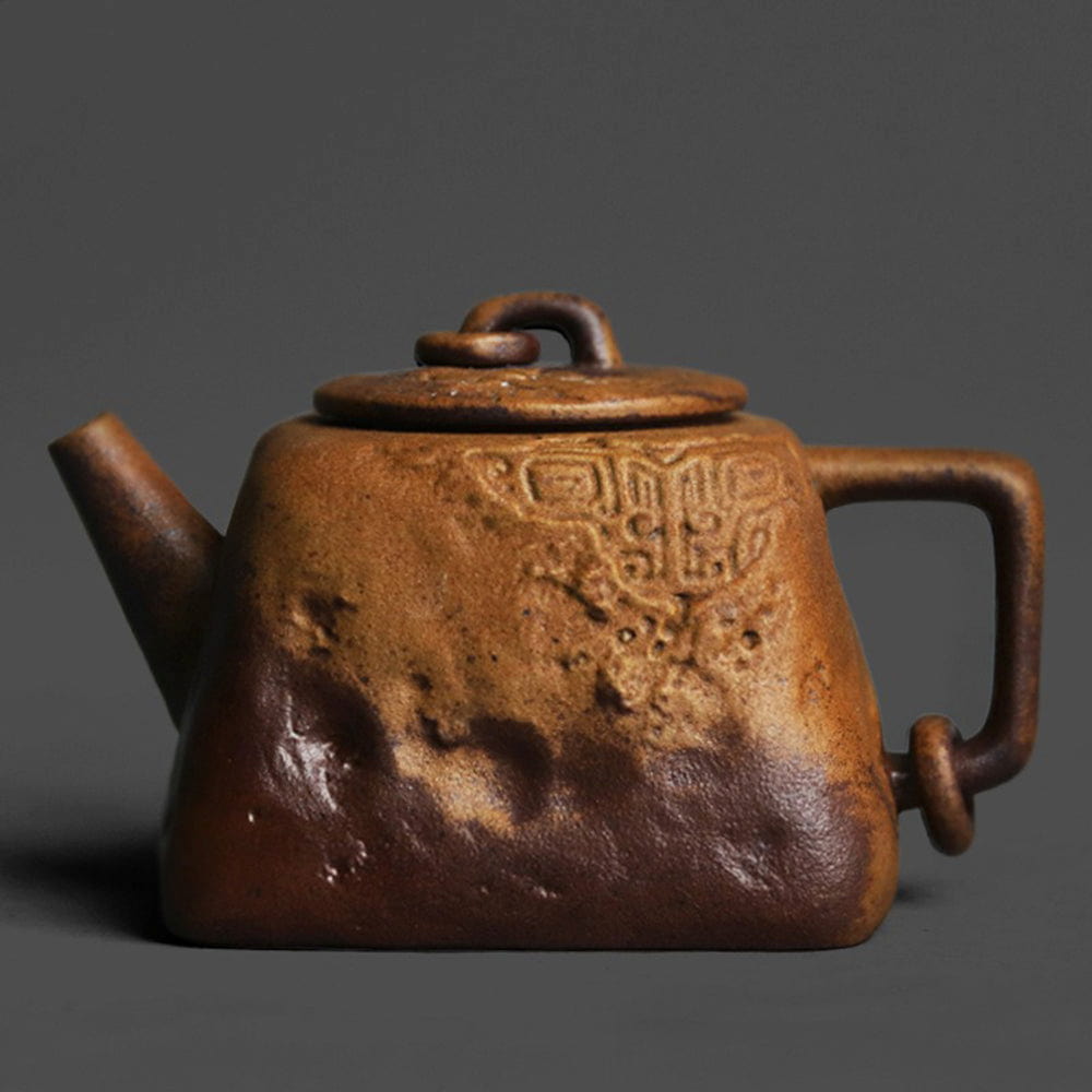 Sanxingdui Square Teapot – Handmade Old Clay Ceramic Chinese Teaware