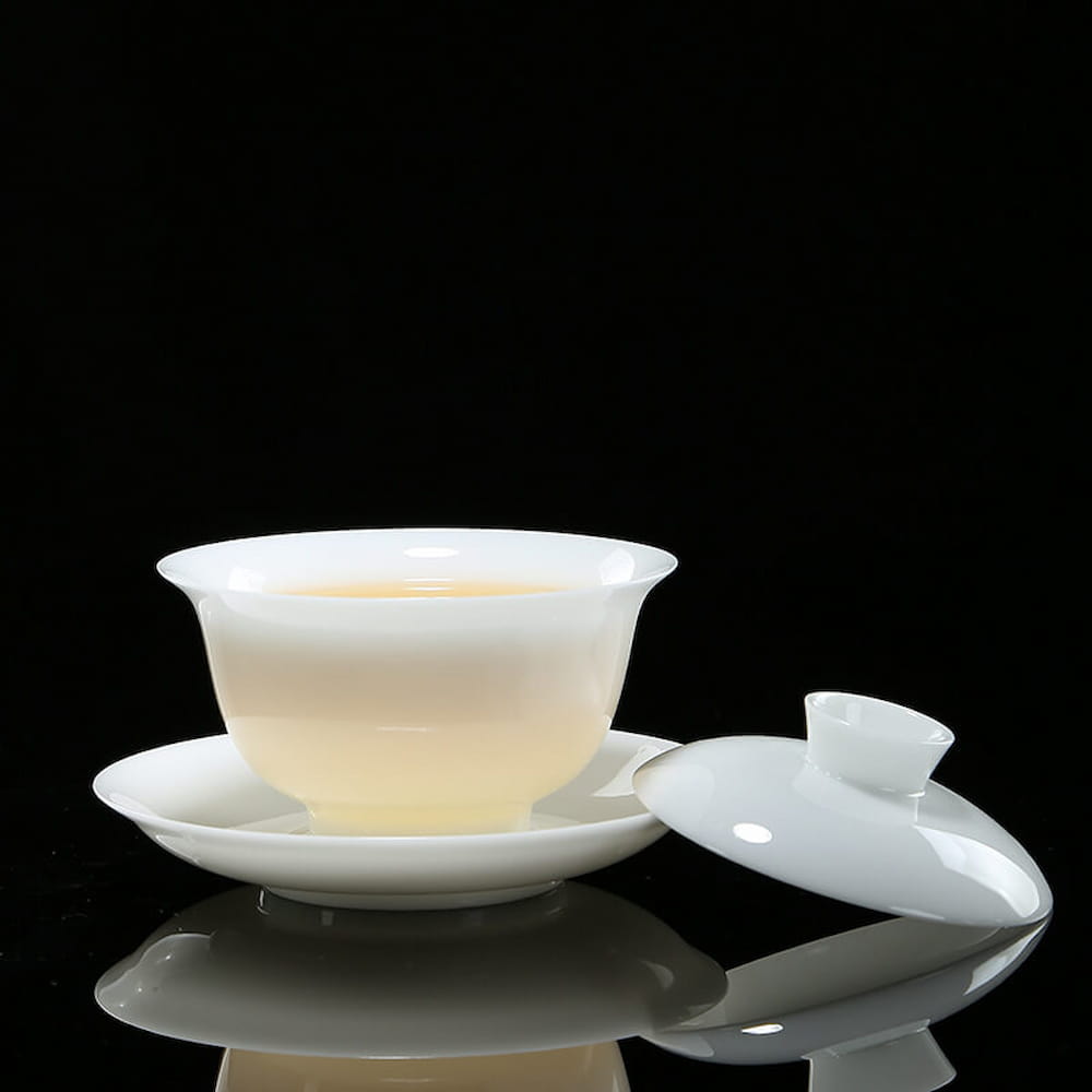 Dehua Ice Jade Gaiwan – “Spring Aroma” Porcelain Tea Bowl for Gongfu Brewing