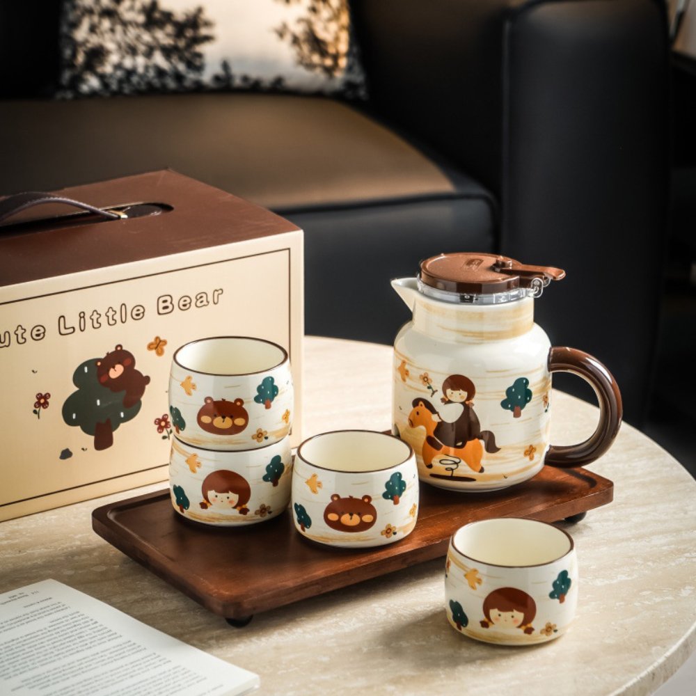 Carousel Girl Ceramic Teapot Set with Filter – 1L, 4 Cups, Gift Box