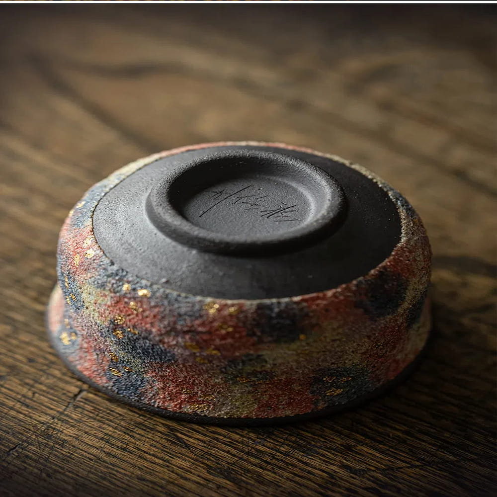 Colorful Rock Mine Ceramic Teacup – Handmade Rustic Gongfu Tea Cup