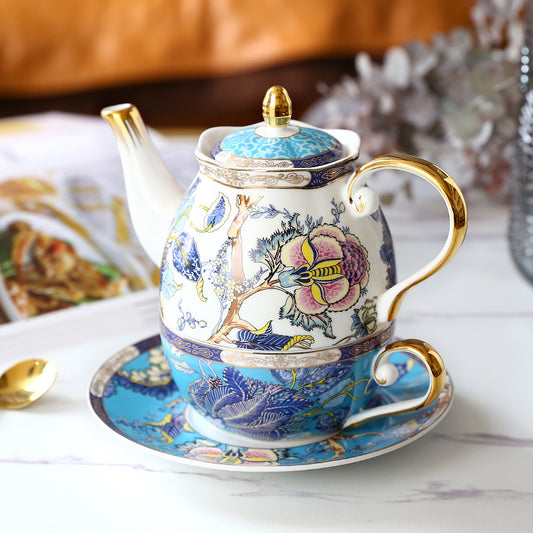 English Bone China Tea-for-One Set – 1 Teapot, 1 Cup & Saucer, Gift Box