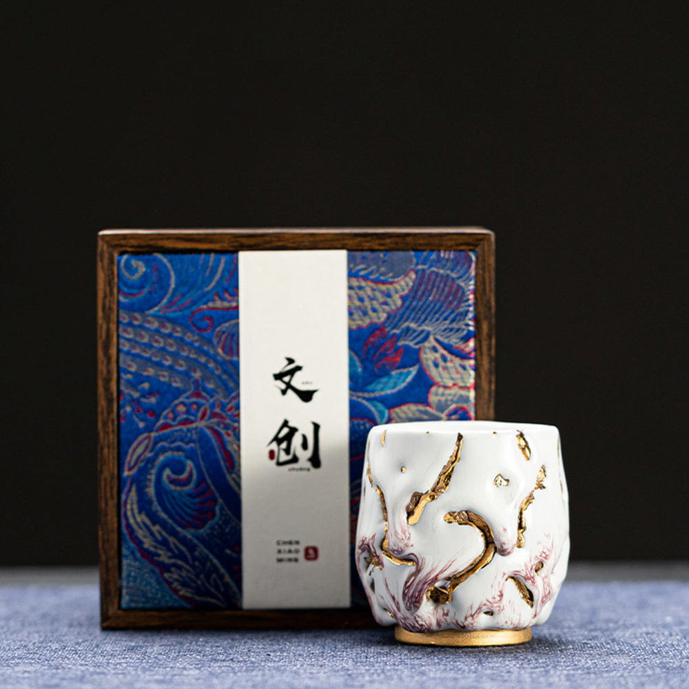 Shinoyaki Gold Gongfu Tea Cup – Handmade Ceramic Chinese Master Cup for Traditional Brewing