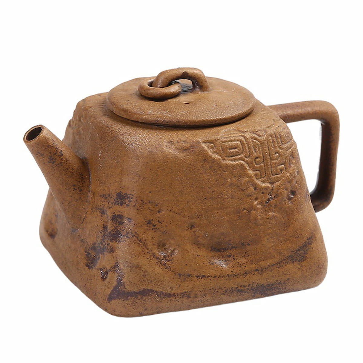 Sanxingdui Square Teapot – Handmade Old Clay Ceramic Chinese Teaware