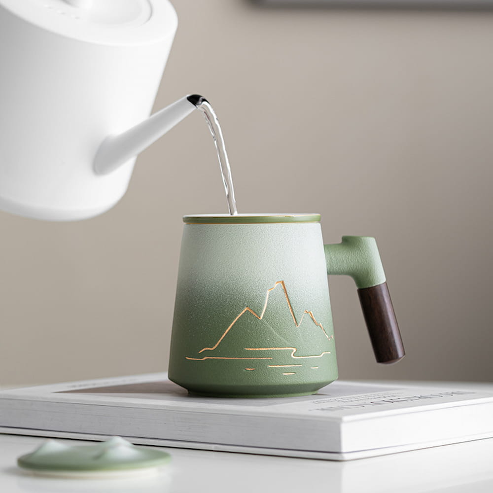 Porcelain Tea Infuser Mug with Lid and Filter – Thousand Miles Landscape Design