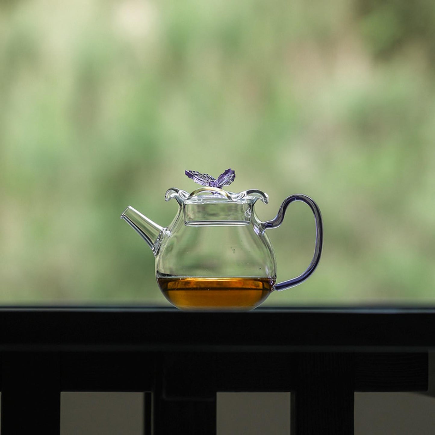 High-Temperature Heat-Resistant Butterfly Glass Kettle with Infuser – 450ml