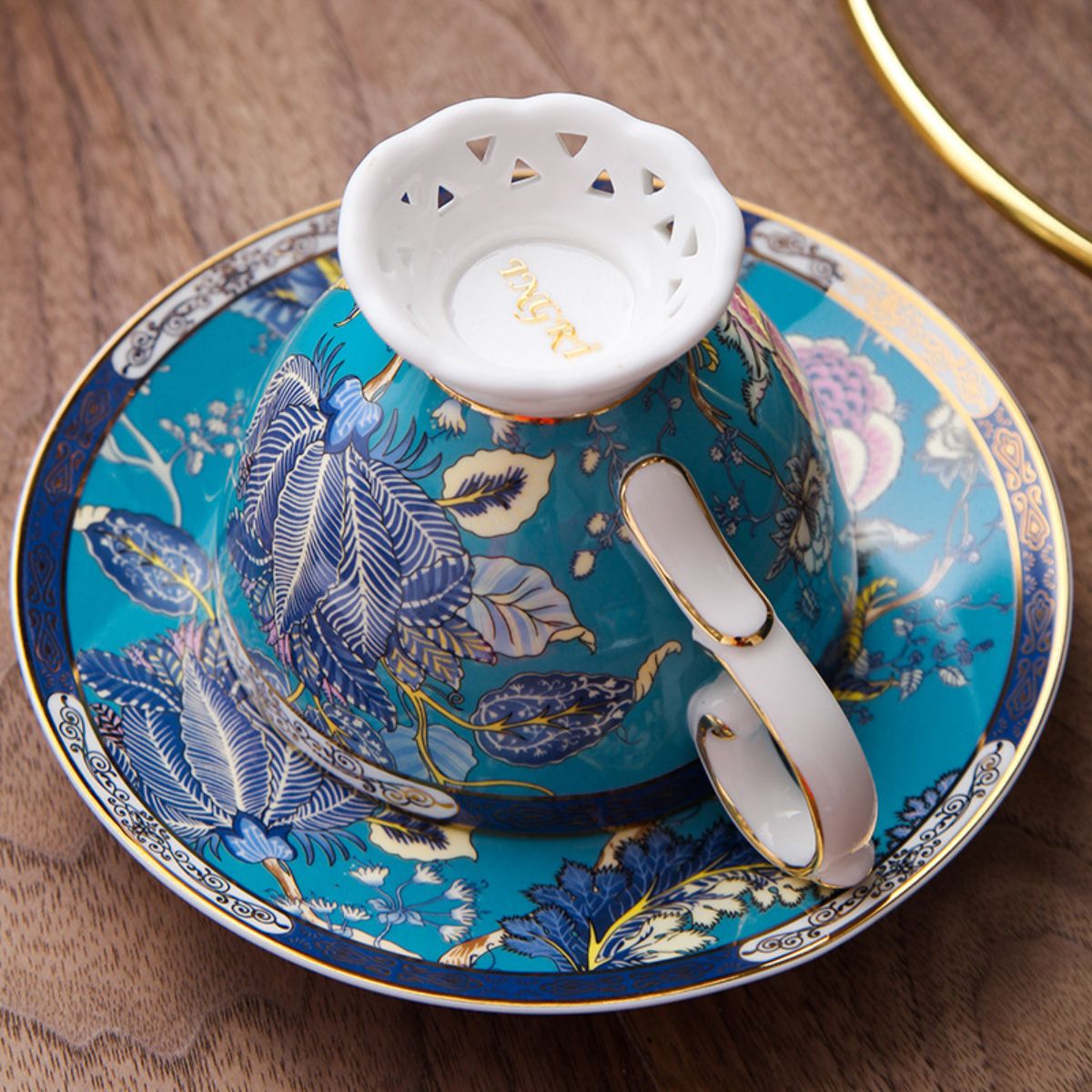 Turquoise Bone China Modern Coffee & Tea Set Gift Box – 4 Cups, 1 Teapot, Sugar Pot & Creamer