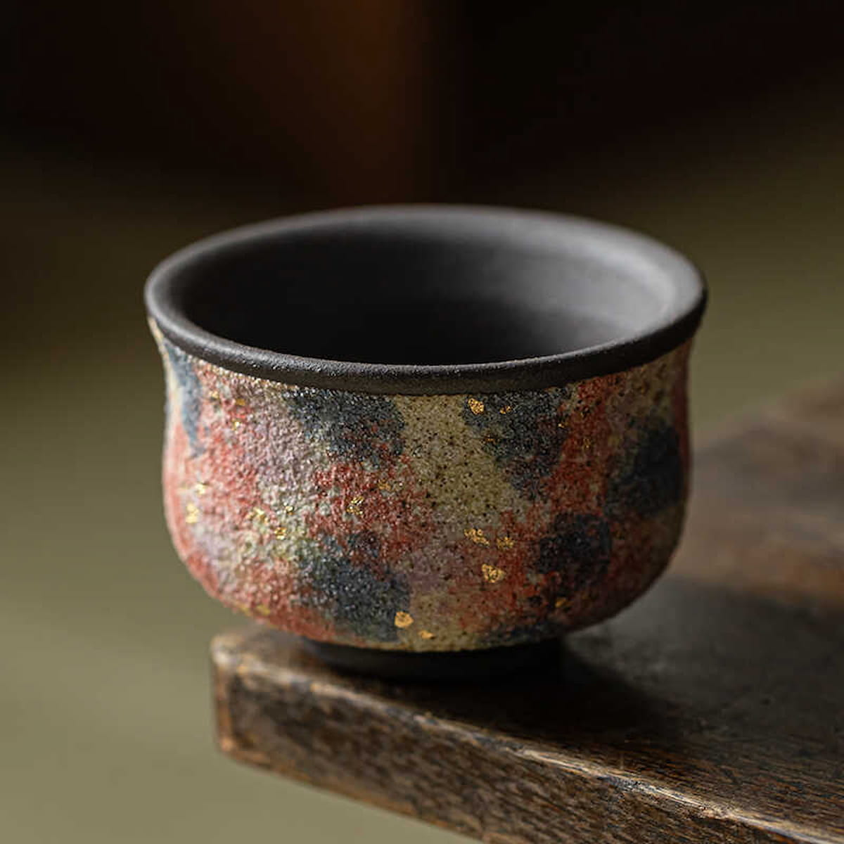 Colorful Rock Mine Ceramic Teacup – Handmade Rustic Gongfu Tea Cup