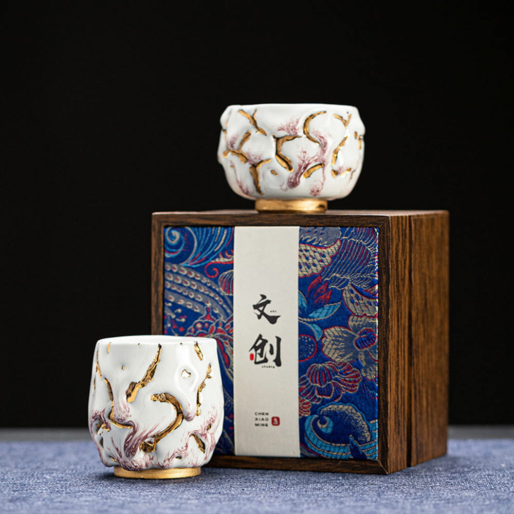 Shinoyaki Gold Gongfu Tea Cup – Handmade Ceramic Chinese Master Cup for Traditional Brewing