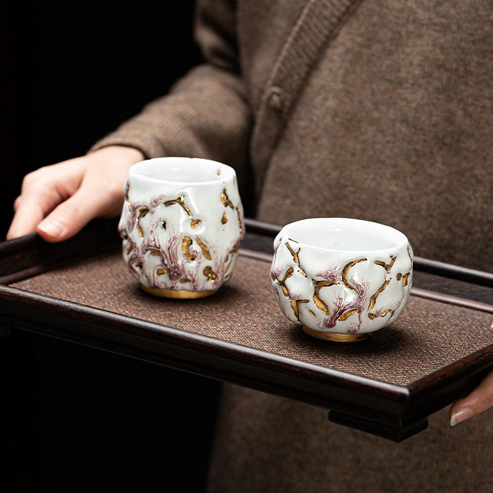 Shinoyaki Gold Gongfu Tea Cup – Handmade Ceramic Chinese Master Cup for Traditional Brewing