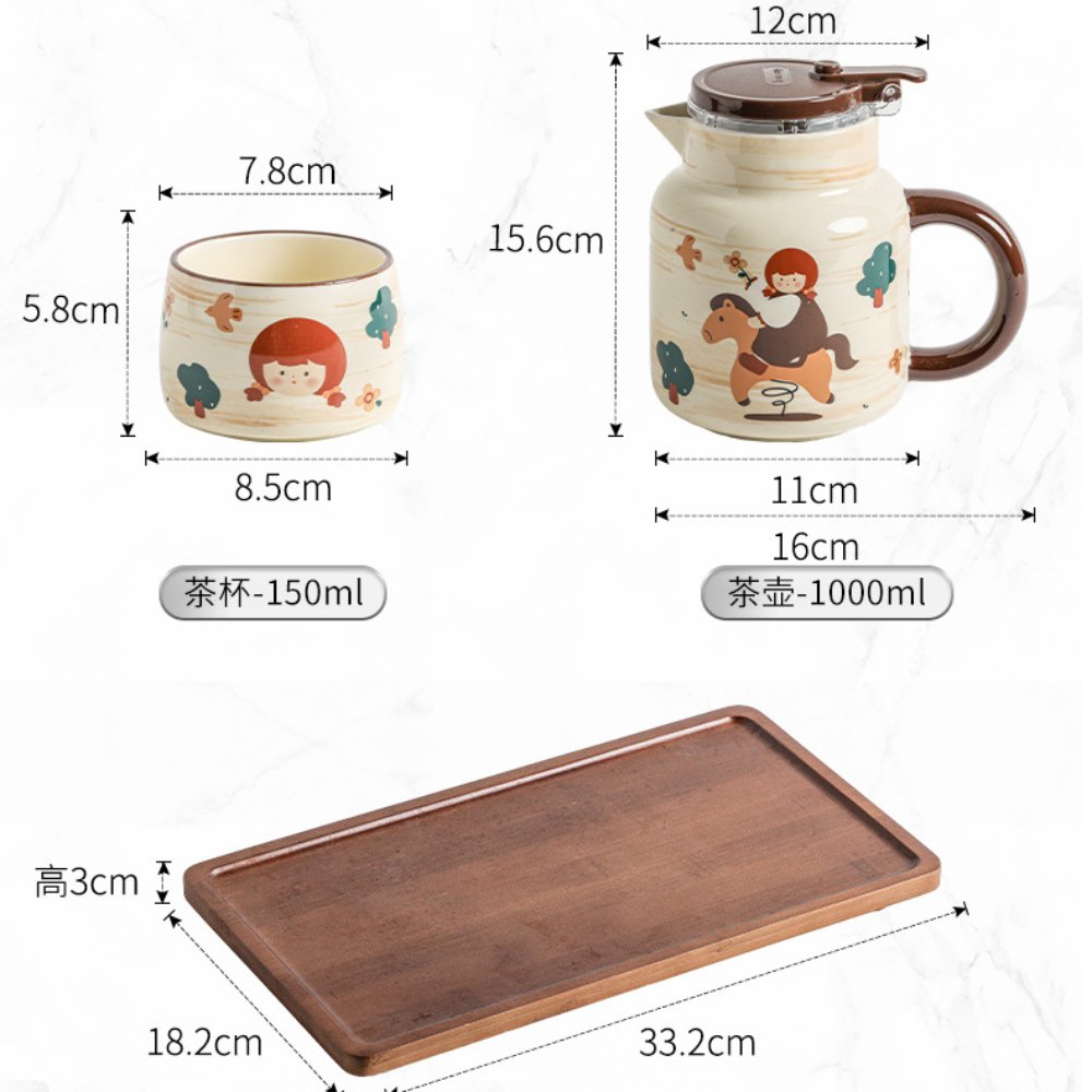 Carousel Girl Ceramic Teapot Set with Filter – 1L, 4 Cups, Gift Box