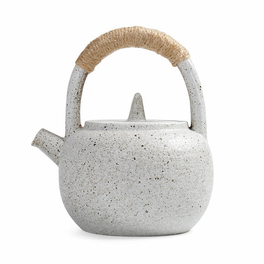 Mini kiln-glazed ceramic tea set with teapot, four cups, and tray for Gongfu tea ceremonies.