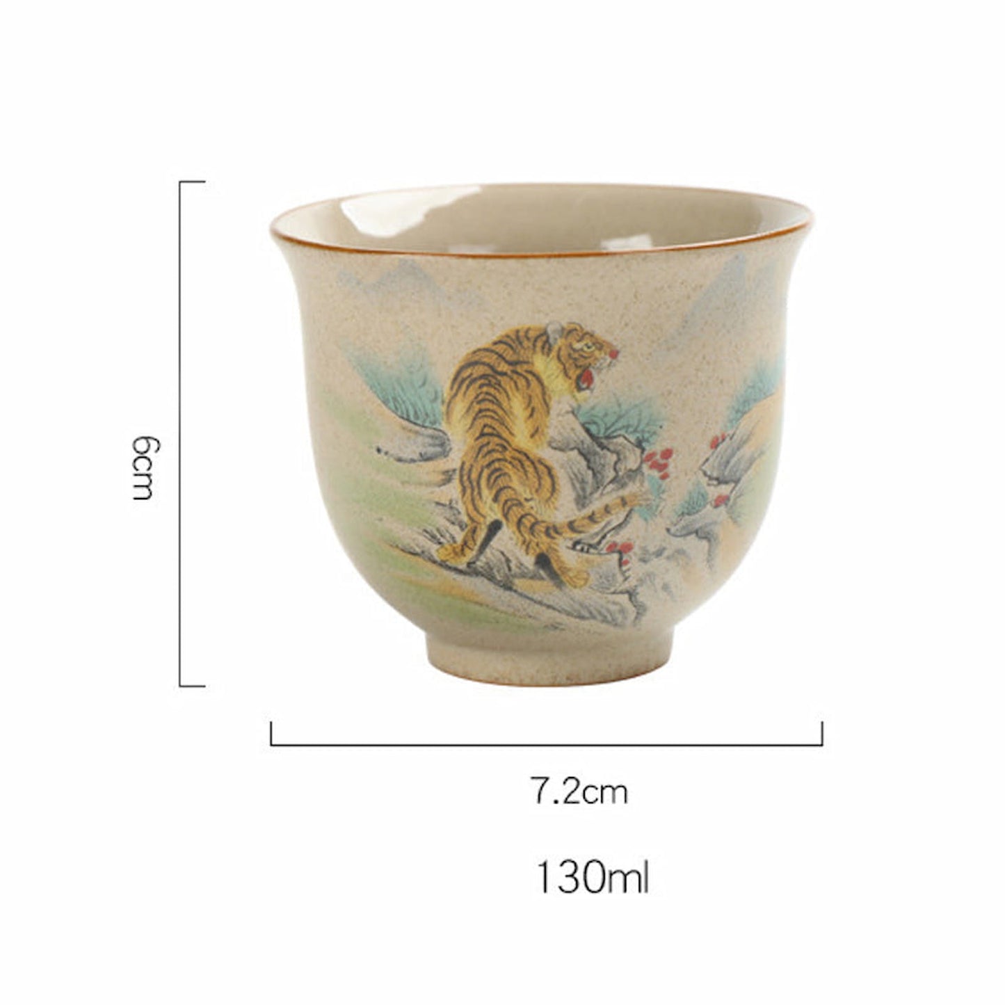 Hand-Painted Chinese Zodiac Ceramic Master Teacup – Elegant Oriental Design