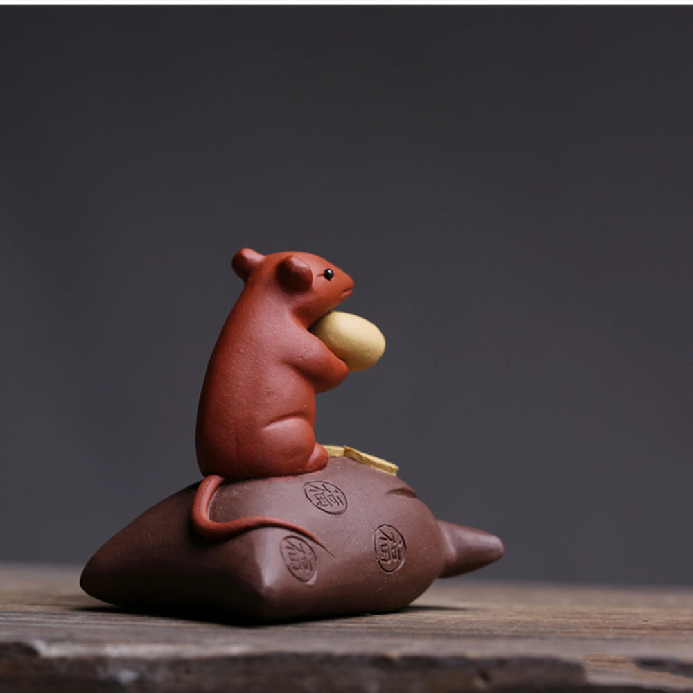 Handmade Purple Clay Mouse Treasure Tea Pet – Chinese Kung Fu Tea Table Decoration Figurine