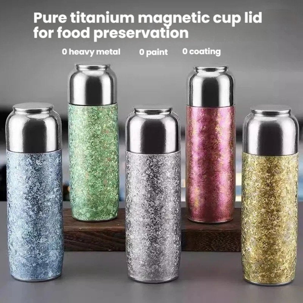 Pure Titanium 16oz / 460ml Tumbler – Leakproof Magnetic Lid, Multi-Layer Insulation & Built-in Tea Filter