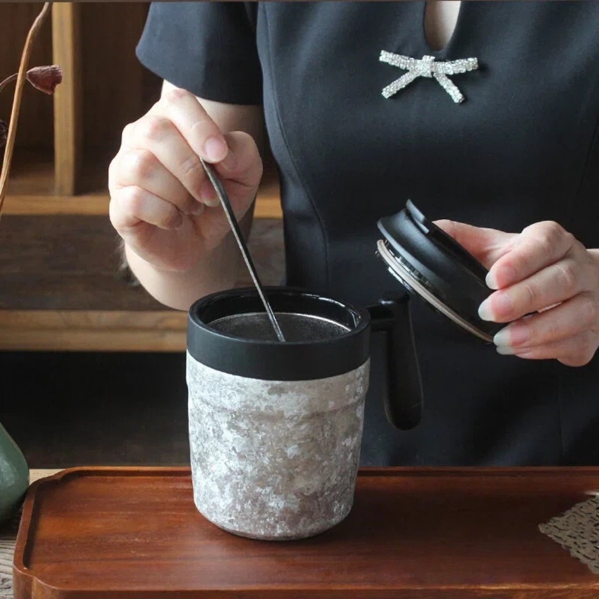 Premium Titanium 350ml (12 fl oz) Office & Tea Mug – Insulated with Handle, Gift Box