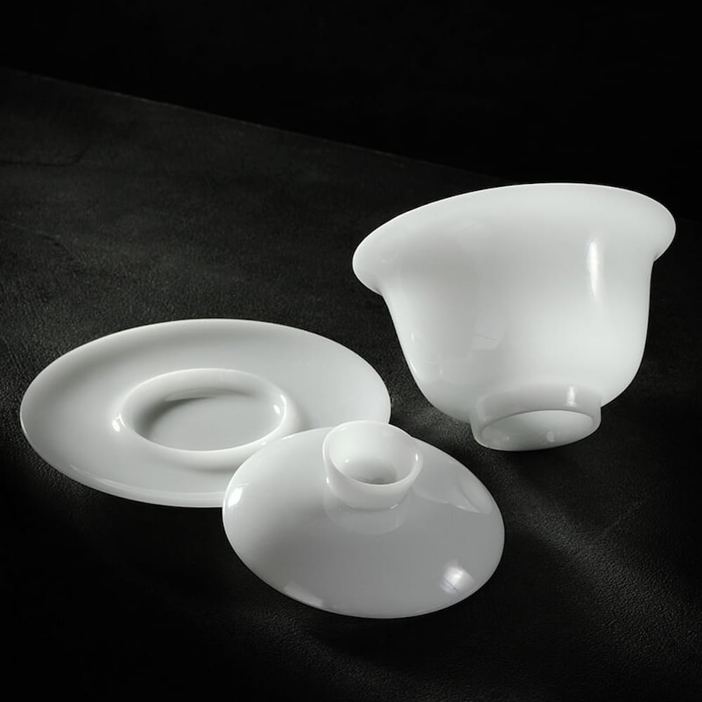 Dehua Ice Jade Gaiwan – “Spring Aroma” Porcelain Tea Bowl for Gongfu Brewing