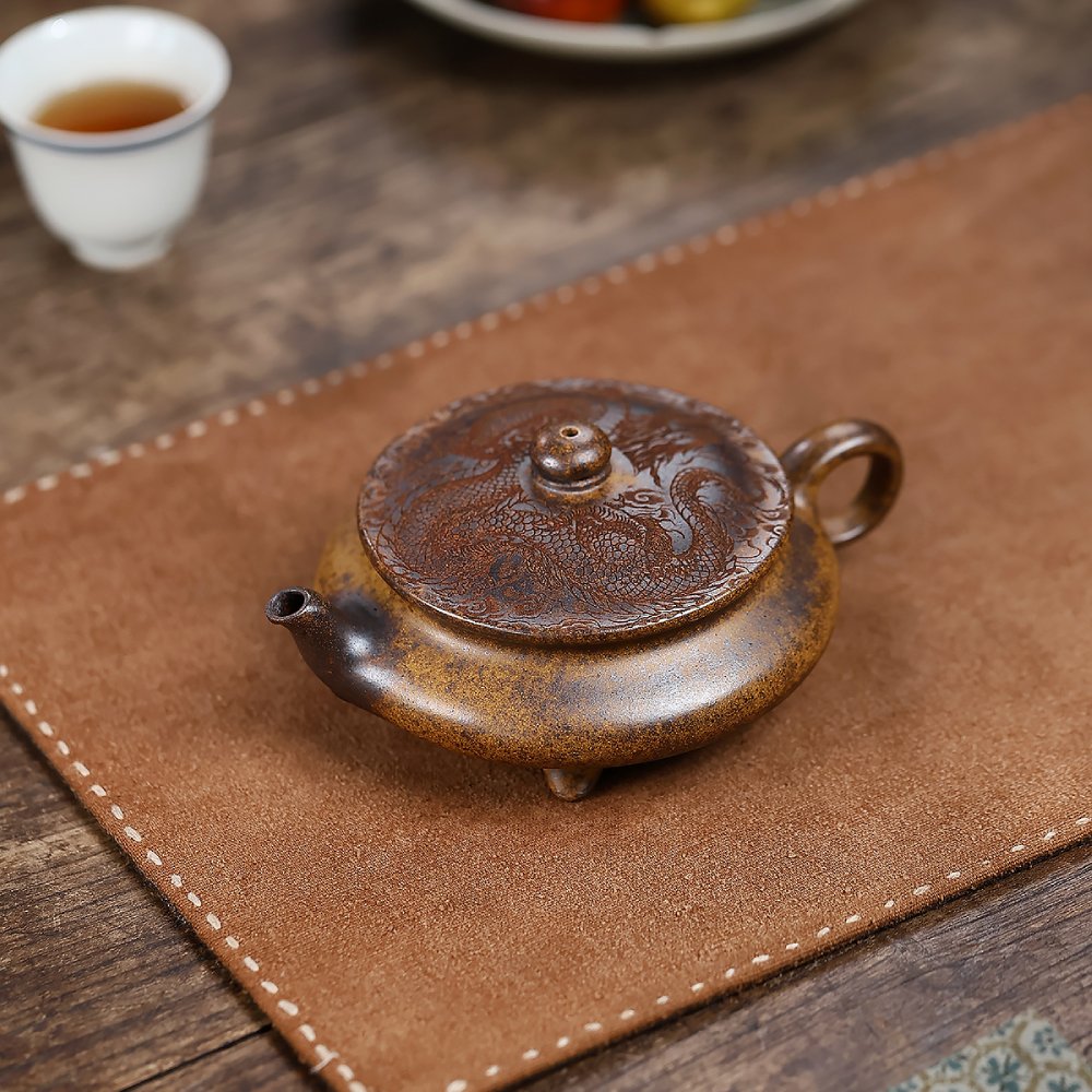 Three-Legged Xu-Bian Purple Clay (Yixing Zisha) Teapot – Longgu Jinsha Clay – 200ml