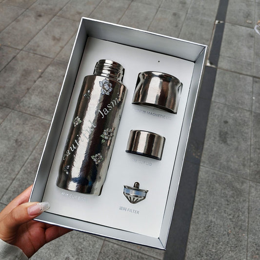 Pure titanium 420ml magnetic-lid travel tumbler with tea filter