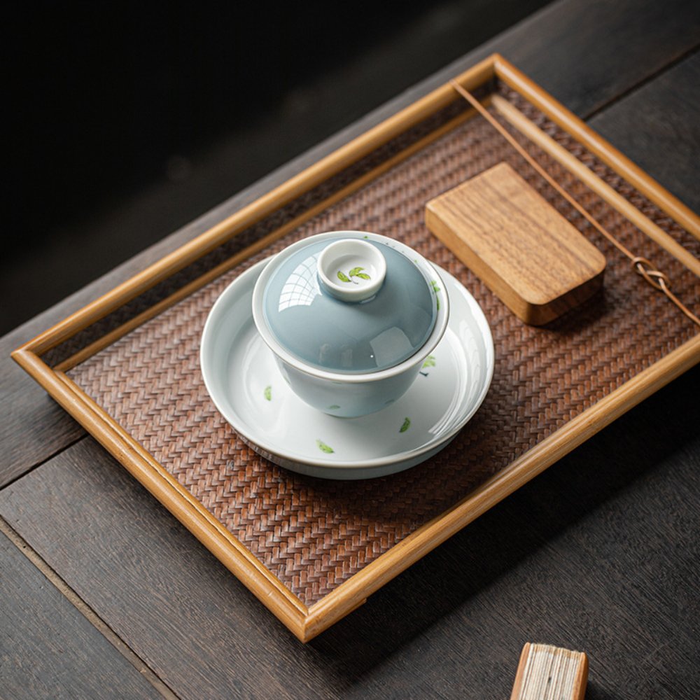 Celadon Hand-Painted Porcelain Gaiwan Tea Set 5 oz