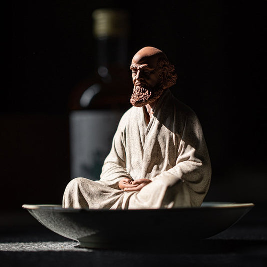 Handcrafted purple clay Bodhidharma tea pet for tea table decoration