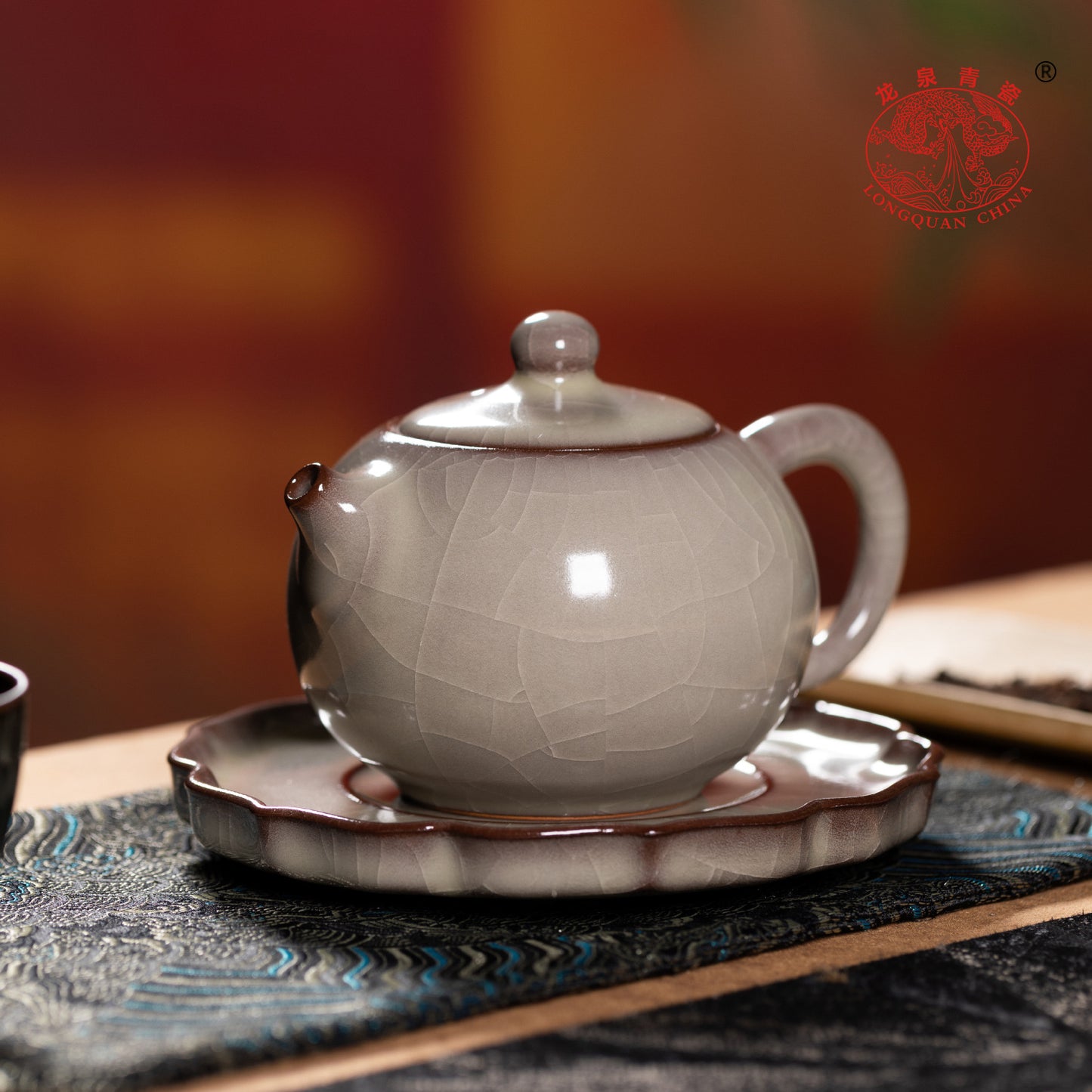 Handmade Longquan Celadon Gongfu Teapot with Stand 250ml