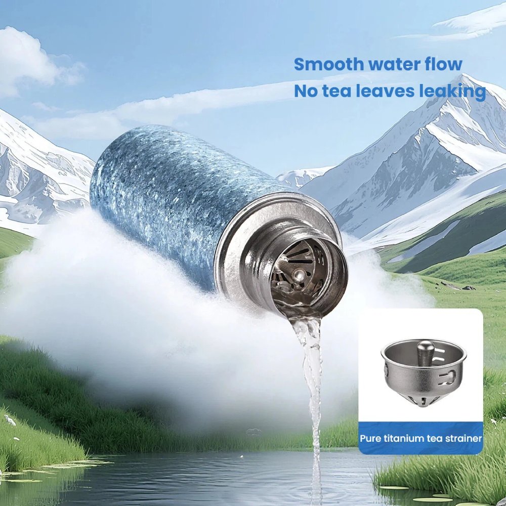 Pure Titanium 14oz Tea Tumbler – Leakproof Magnetic Lid, Multi-Layer Insulation & Built-in Tea Filter