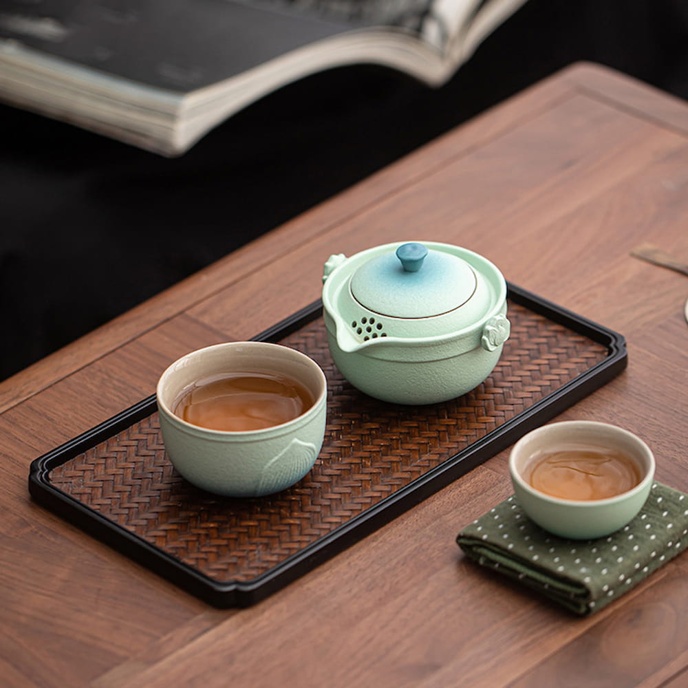 Lotus Travel Gongfu Tea Set – Complete Ceramic Chinese Tea Set in Portable Case