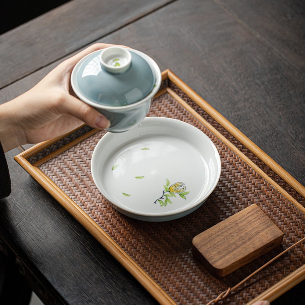 Celadon Hand-Painted Porcelain Gaiwan Tea Set 5 oz