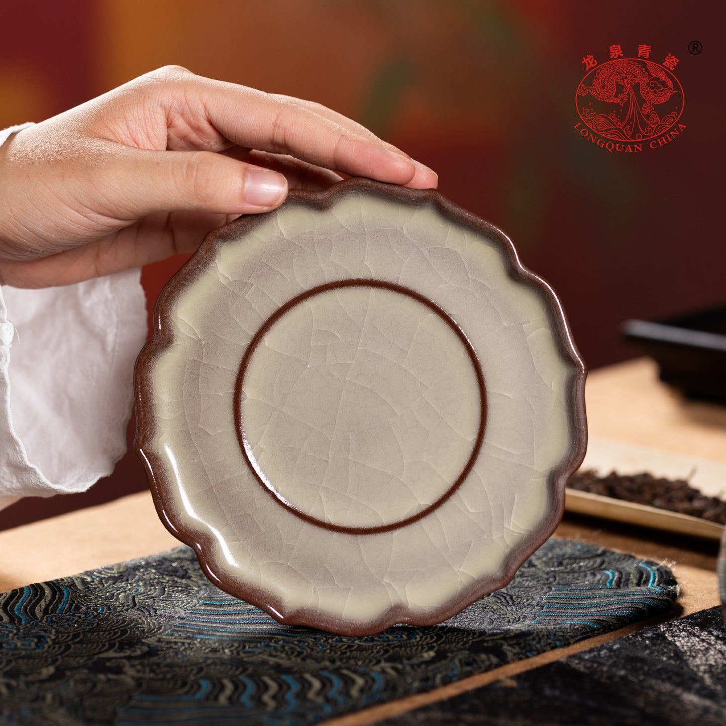 Handmade Longquan Celadon Gongfu Teapot with Stand 250ml