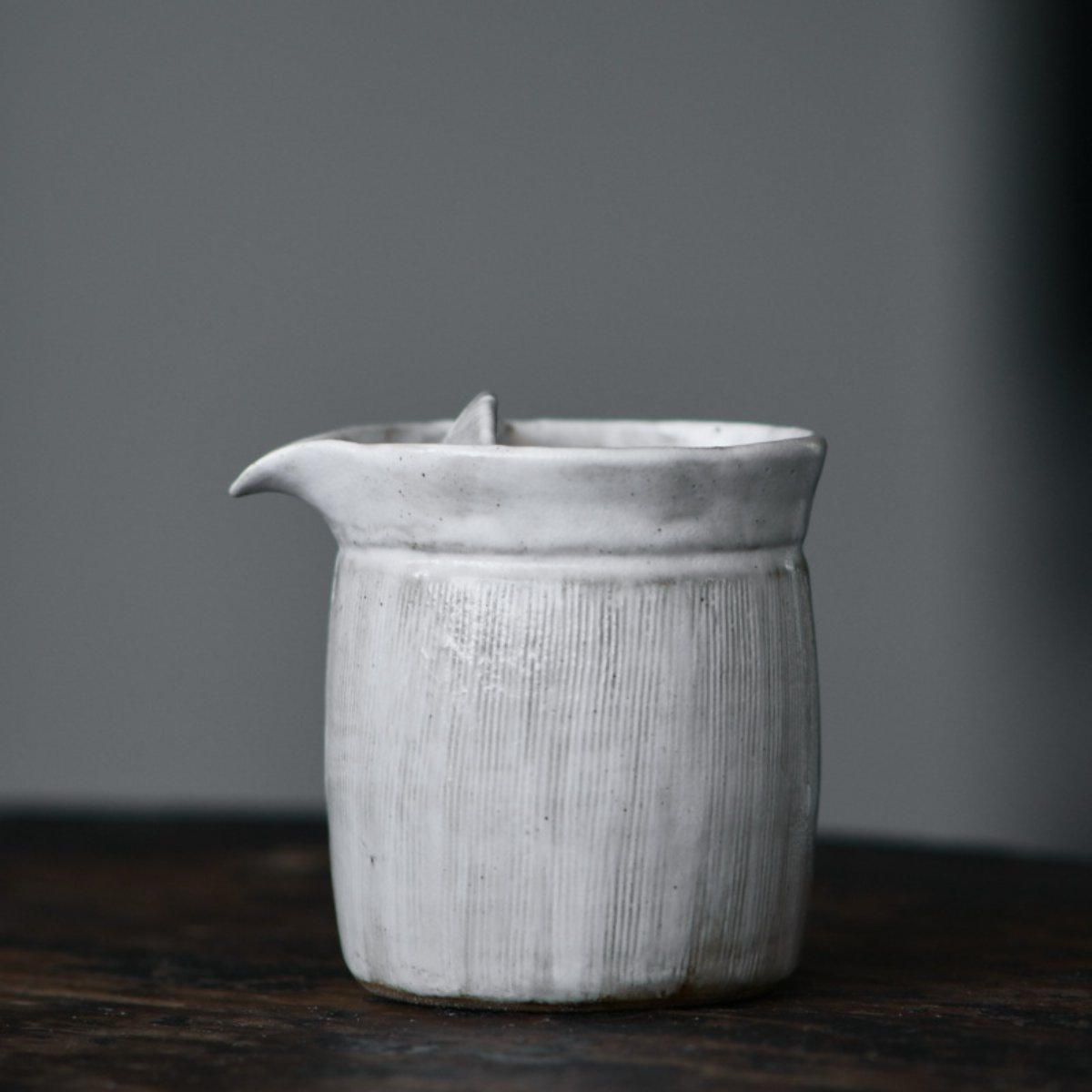 Japanese-Style Rustic Ceramic Fairness Cup with Filter | Handmade Tea Pitcher