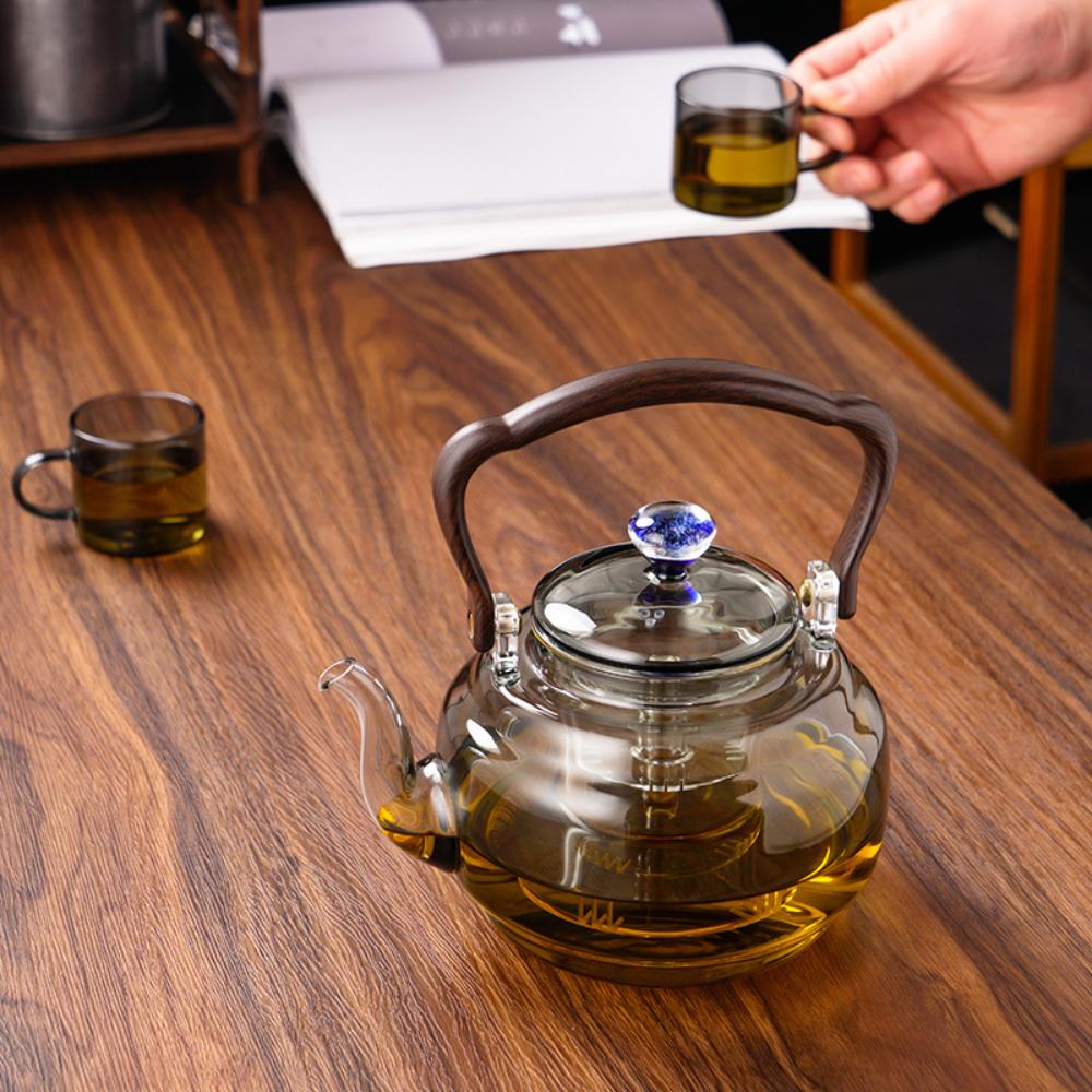 Smoky Gray Glass Kettle – 1200ml Heat-Resistant Stovetop Kettle