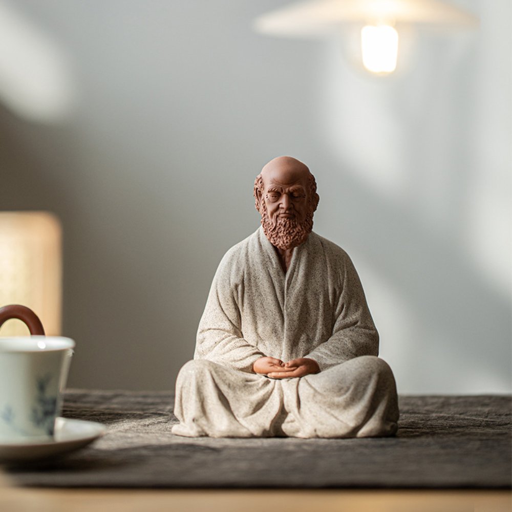 Handcrafted Purple Clay Bodhidharma Tea Pet – Tea Table Decorative Figurine