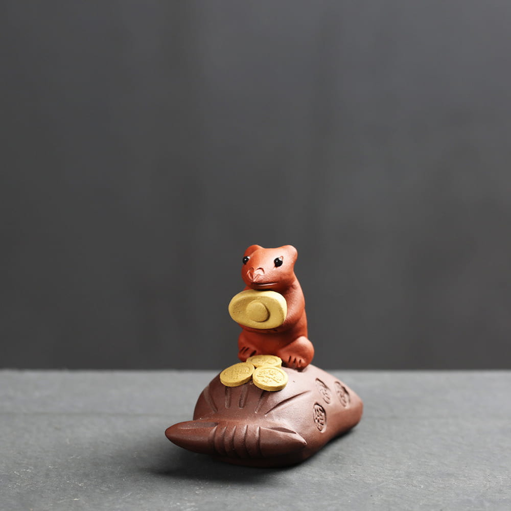Handmade Purple Clay Mouse Treasure Tea Pet – Chinese Kung Fu Tea Table Decoration Figurine