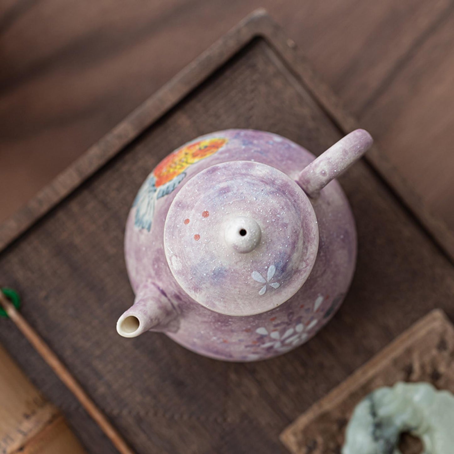 Zilin Travel Tea Set with Luxury Tea Serving Tray & Accessories, Hand-Painted Goldfish Motif, Porcelain Tea Set for Home, Office, or Gift