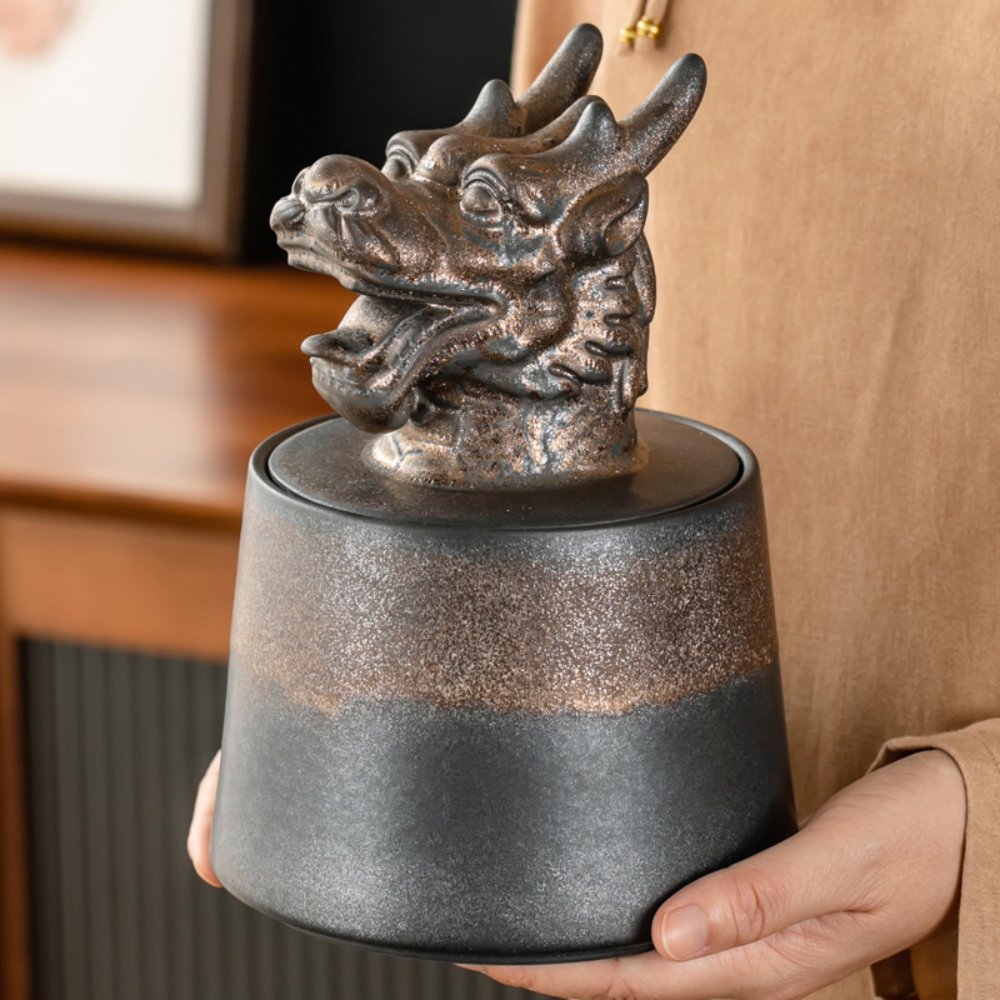 Ceramic Tea Canister with Zodiac Animal Lid – Ideal for Tea, Home Décor and Gifts