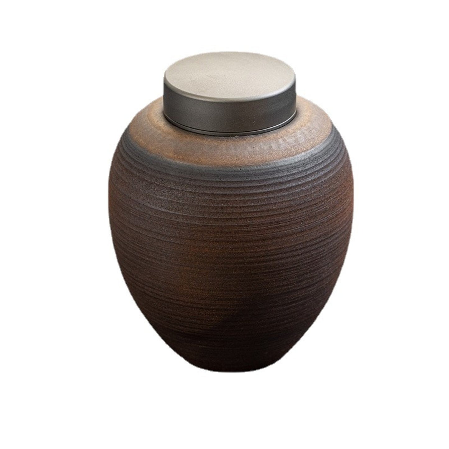 Handmade ceramic tea jar with metal lid, 1100ML airtight storage container