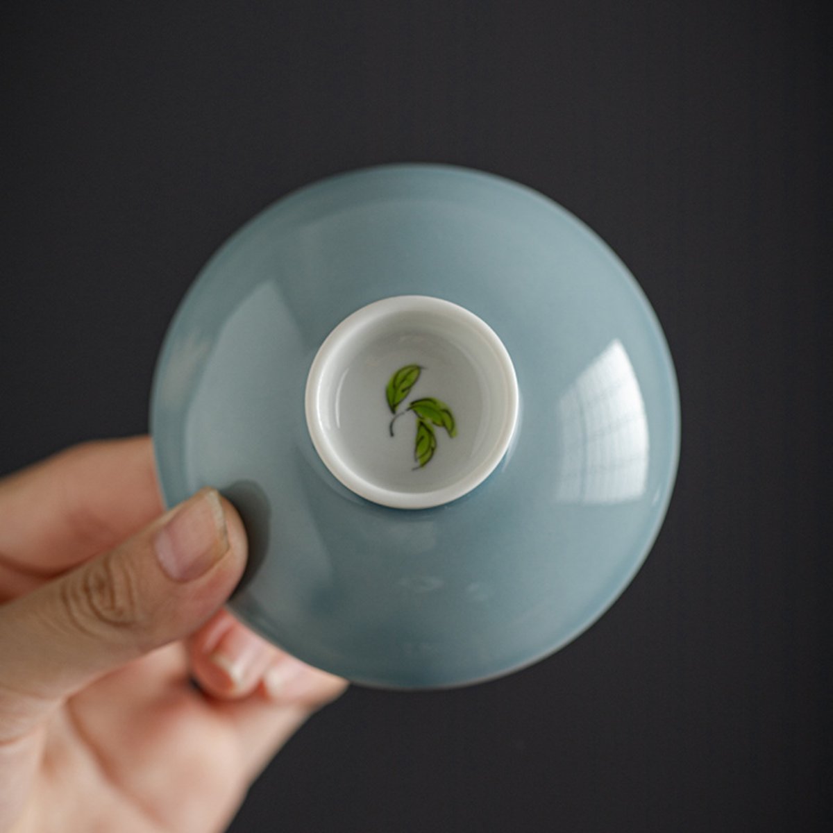 Celadon Hand-Painted Porcelain Gaiwan Tea Set 5 oz