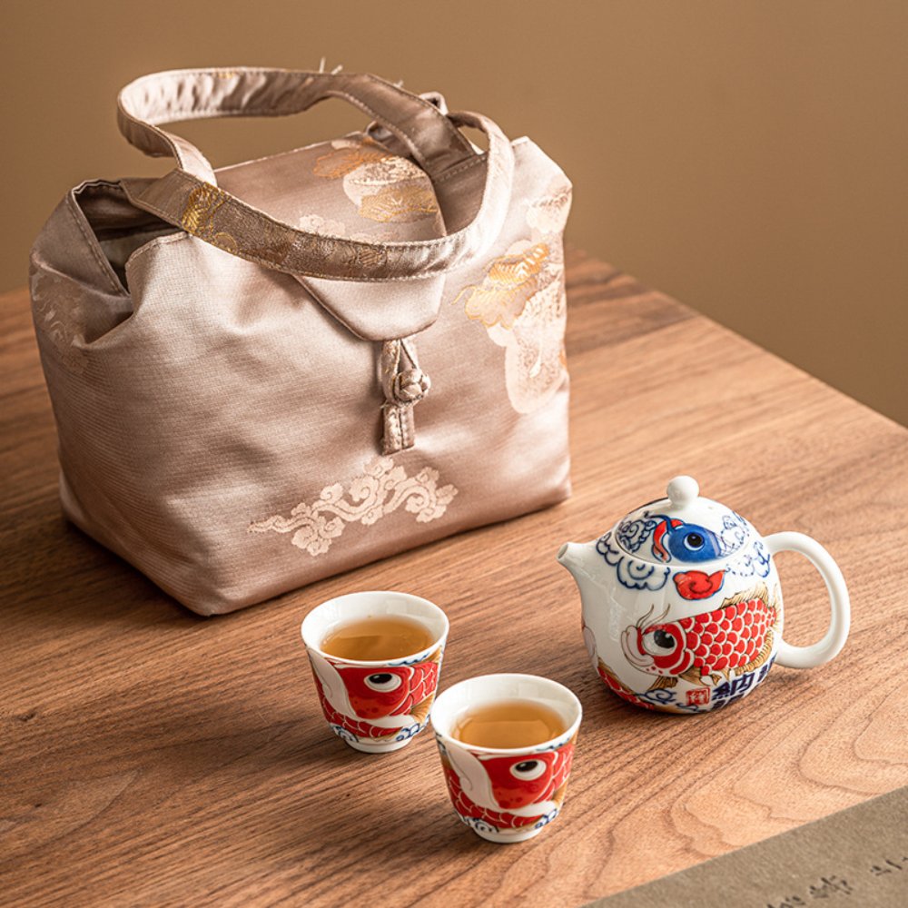 Portable Gongfu Travel Tea Set for 2 – 150ml Teapot with 2 Cups & Carry Bag