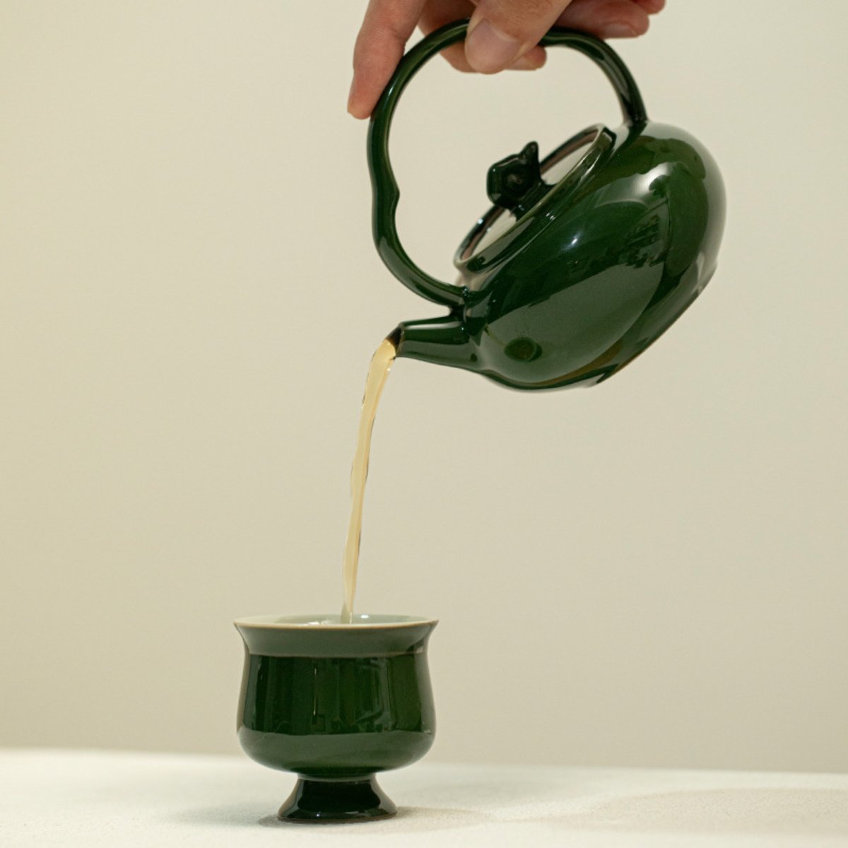 Original Mineral Glaze Teapot – Chinese Vintage Granny Green Cloud Style 150ML