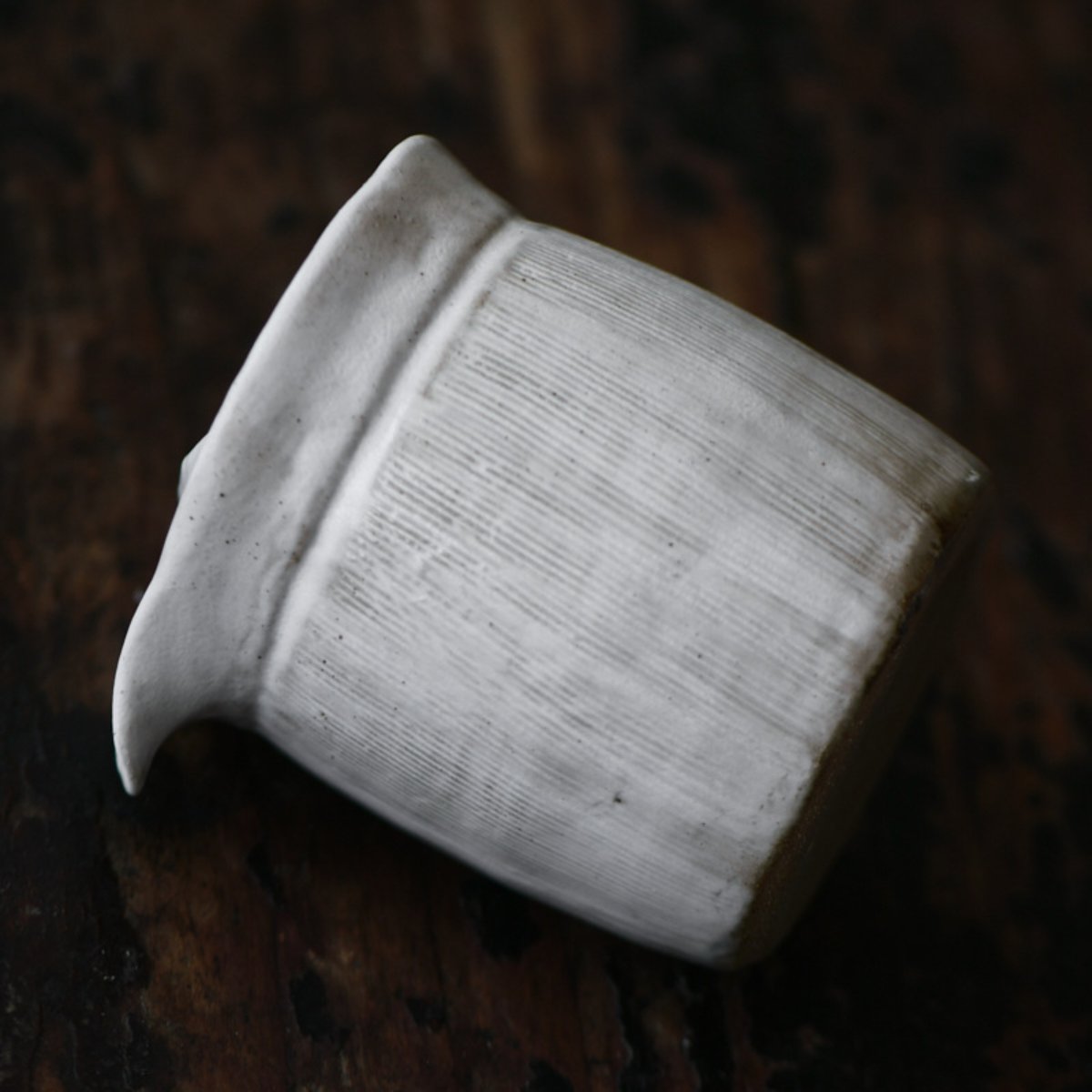 Japanese-Style Rustic Ceramic Fairness Cup with Filter | Handmade Tea Pitcher