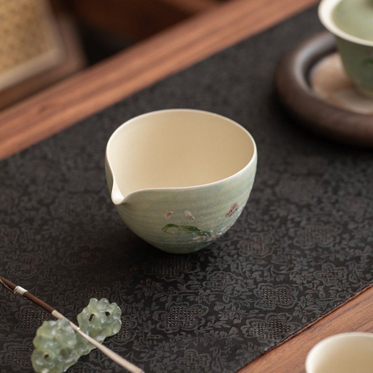 Hand-Painted Watercolor Ceramic Tea Fair Cup – Cymbidium Orchid Tea Pourer