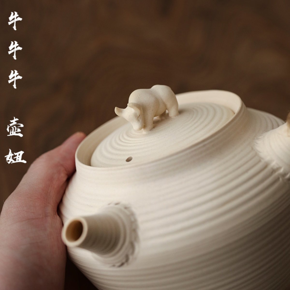 Natural White Clay Teapot + Charcoal Stove – 1 Teapot & 1 Stove 2-Piece Set