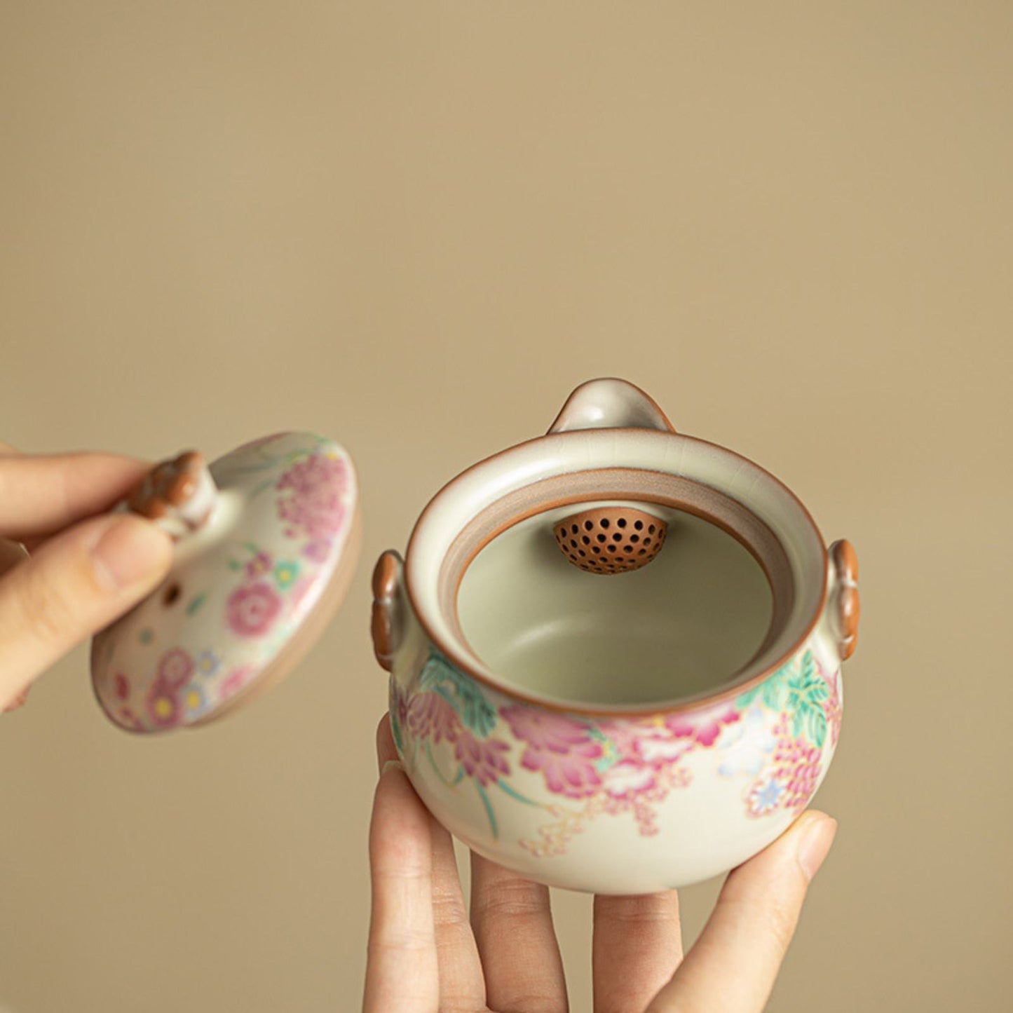 Creamy Glaze Mini Garden Tea Set – One Teapot, Two Cups with Gift Box