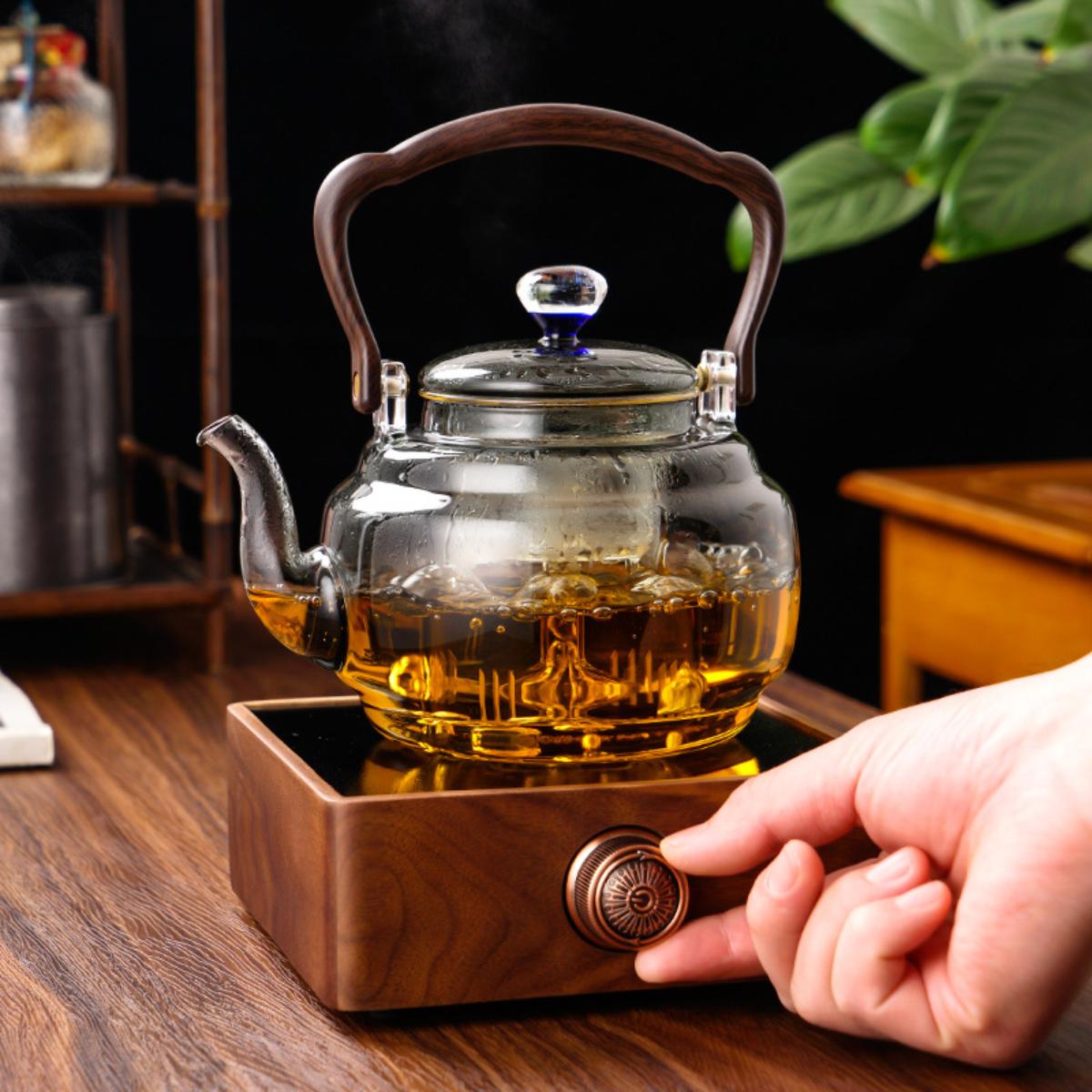 Smoky Gray Glass Kettle – 1200ml Heat-Resistant Stovetop Kettle