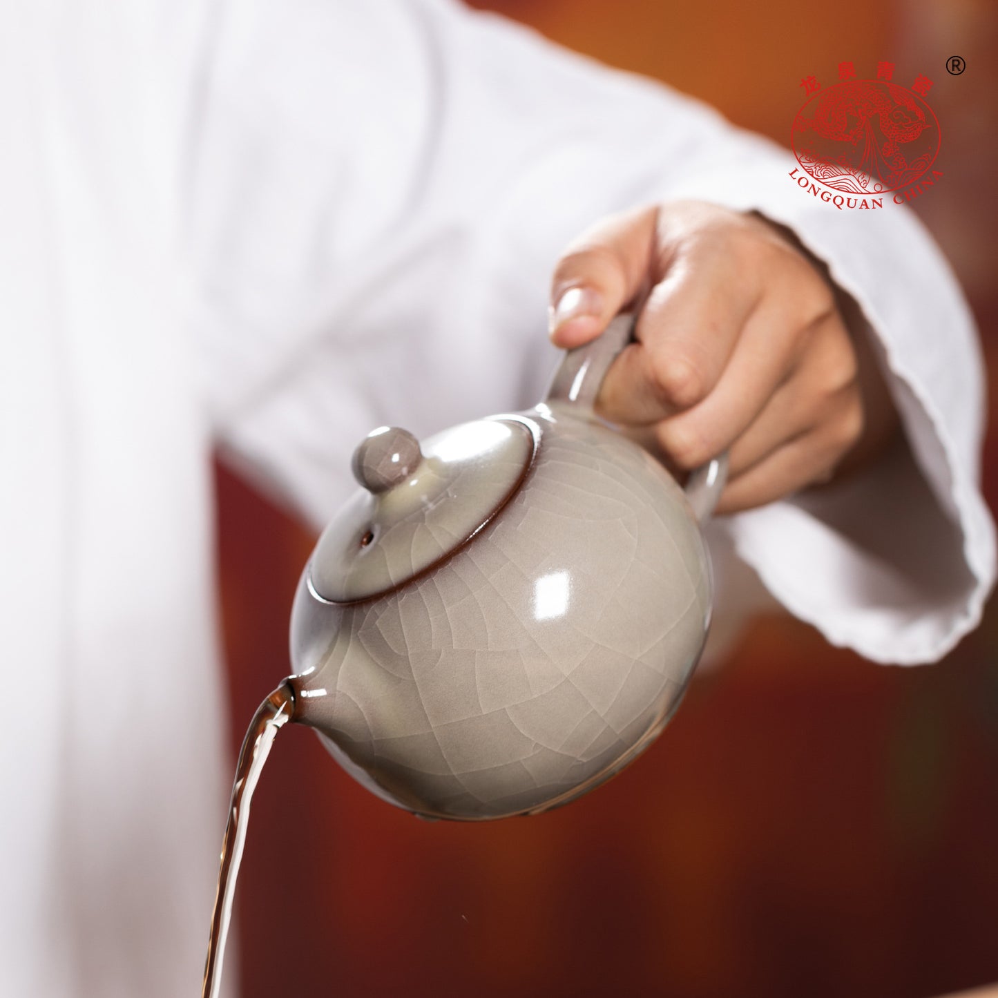 Handmade Longquan Celadon Gongfu Teapot with Stand 250ml