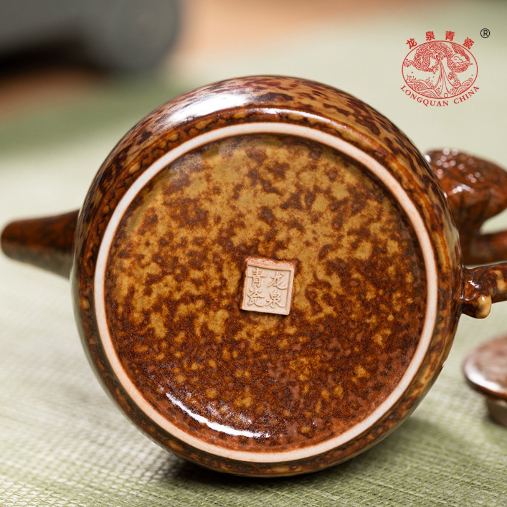 Longquan Celadon Grey Glaze Gongfu Teapot – 150ML Handcrafted Chinese Tea Pot