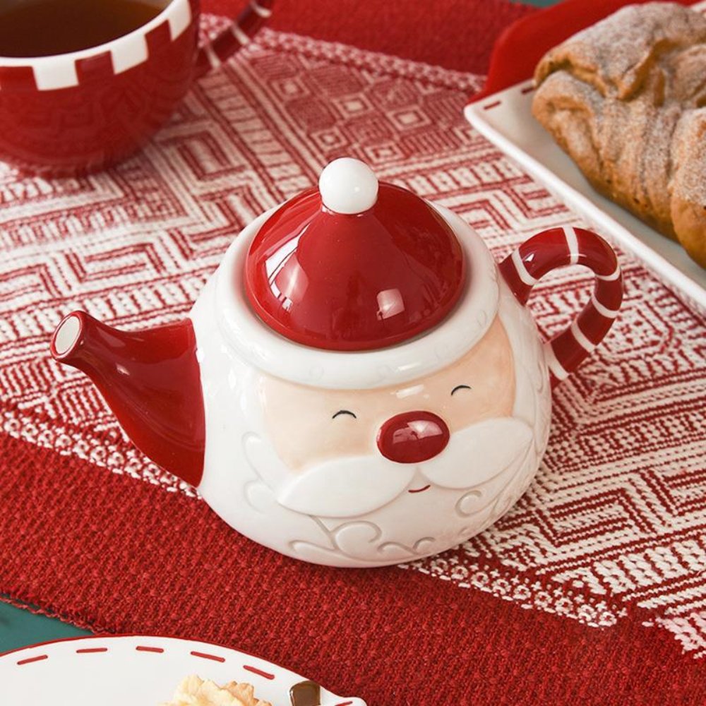 Santa Claus Ceramic Teapot & Cup Set – Modern Cartoon Holiday Tea Set