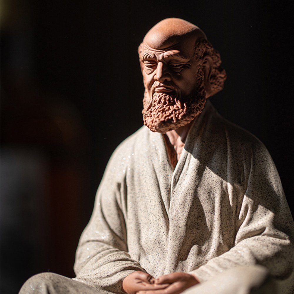 Handcrafted Purple Clay Bodhidharma Tea Pet – Tea Table Decorative Figurine