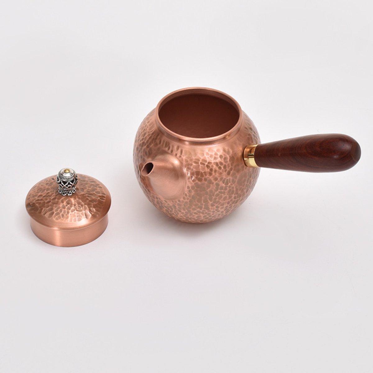 Portable Side-Handle Copper Teapot – Wooden Handle – Home & Office Kung Fu Tea